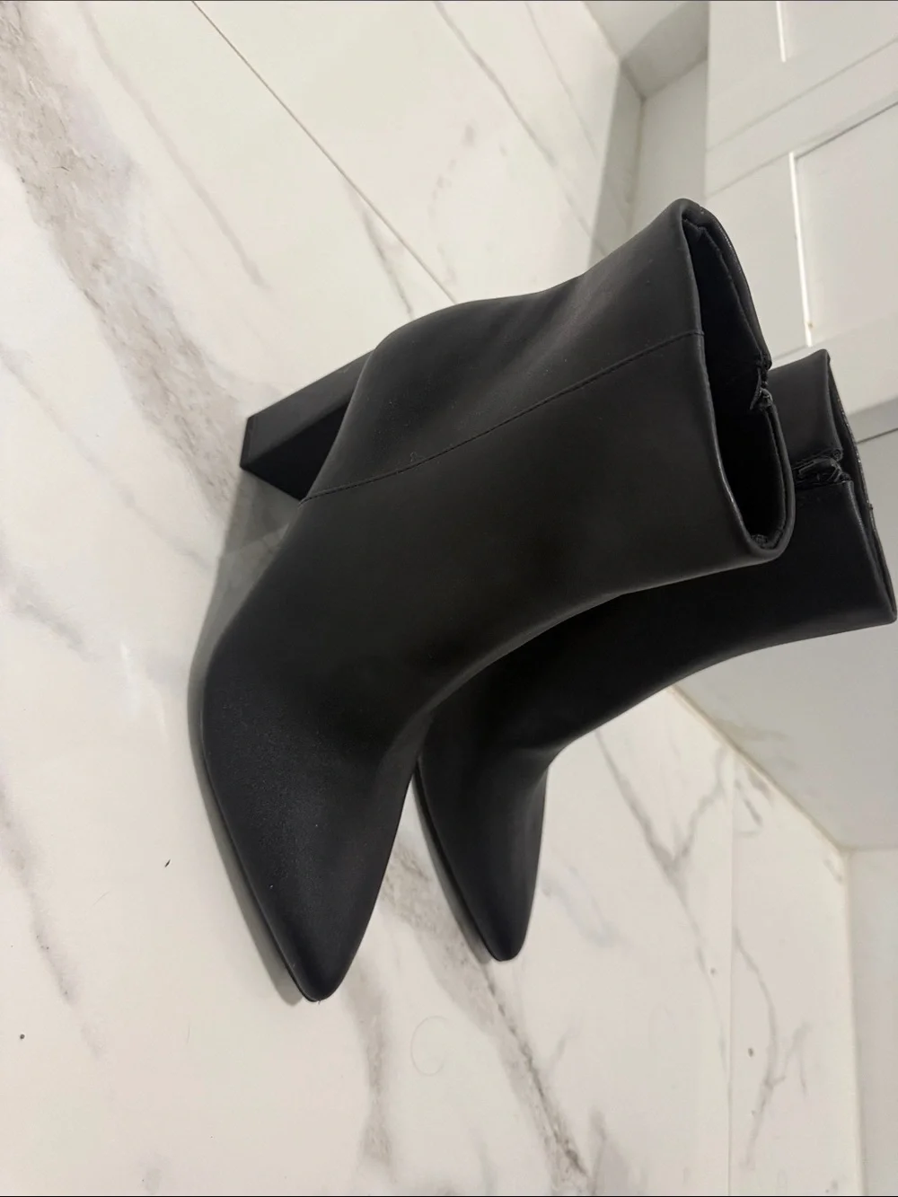 Wild Pair Women's Black Pointed Toe Block Heel Bootie